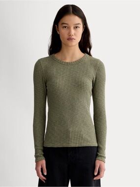 Everlane Cozy Rib Long-Sleeve Tee in Kalamata